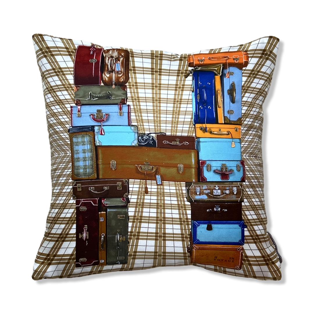 HERMES H en Voyage Vintage Silk Scarf Pillow Decorative Pillow Throw Pillow