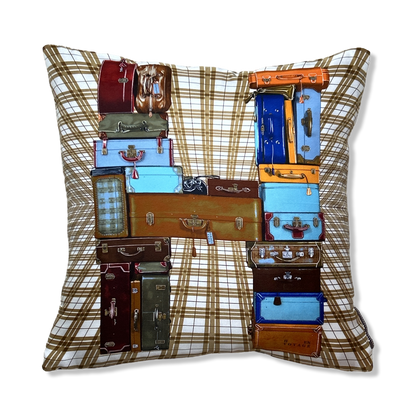 Vintage Hermes Pillow H en Voyage Vintage Silk Scarf Pillow 17" at Vintage Luxe Up