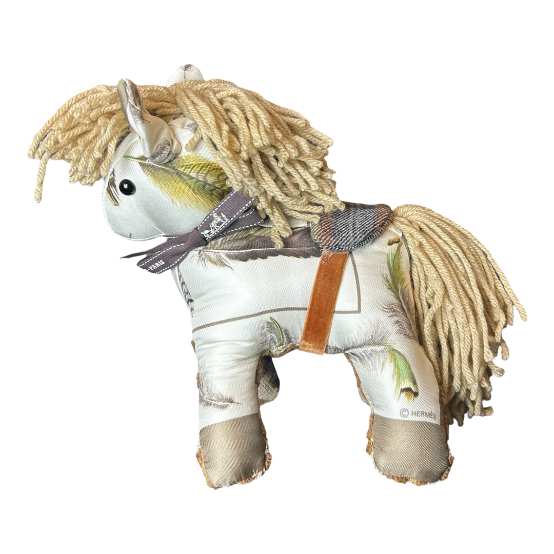 Hermes Les Plumes Scarf Patchwork Pony at VintageLuxeUp.com