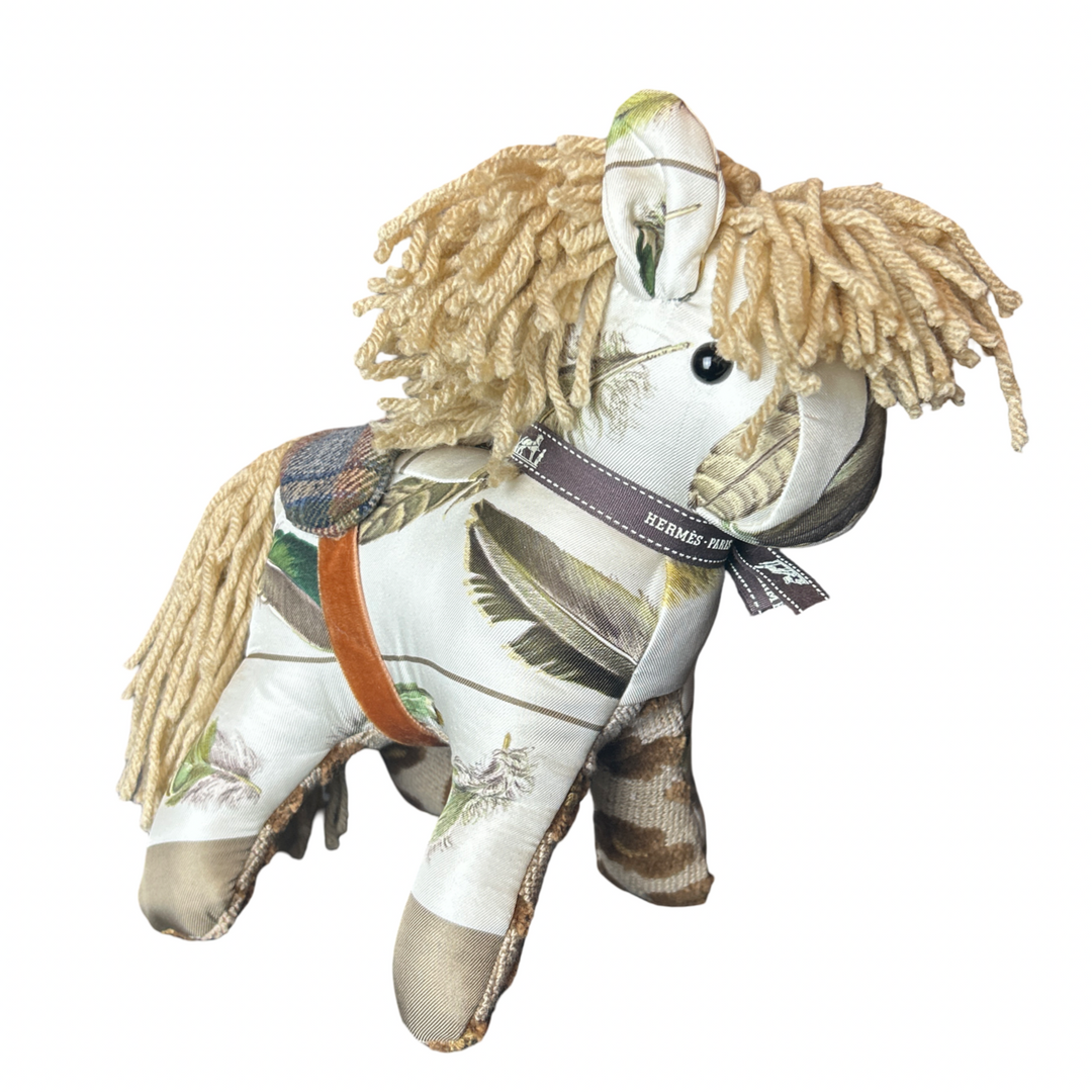 Hermes Les Plumes Scarf Patchwork Pony at VintageLuxeUp.com