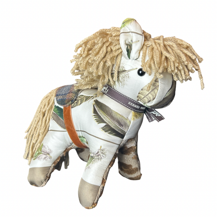 Hermes Les Plumes Scarf Patchwork Pony at VintageLuxeUp.com