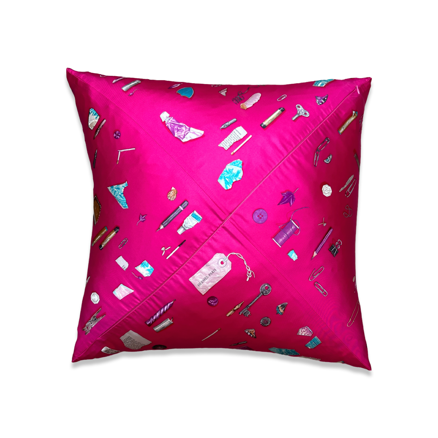 In The Pocket Vintage Silk Scarf Pillow 22"