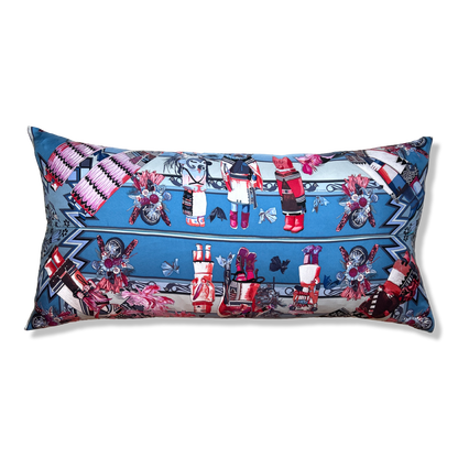 Kachinas Vintage Silk Scarf Lumbar Pillow 35"