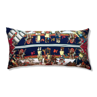 Kachina Vintage Silk Scarf Lumbar Pillow 35"