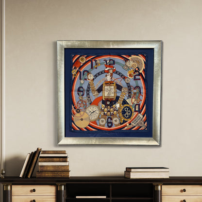 HERMES Monsieur Montres Scarf Hermes Framed Scarf
