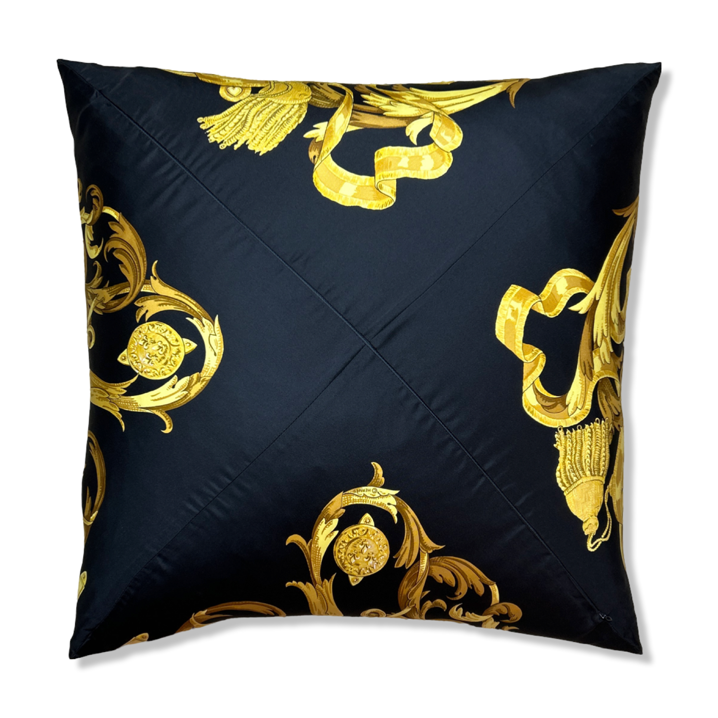 Mors a la Conetable Noir Vintage Silk Scarf Pillow 22"