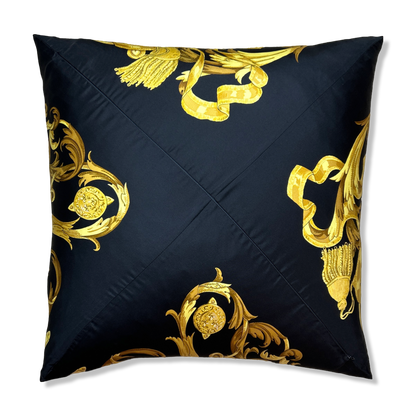 Mors a la Conetable Noir Vintage Silk Scarf Pillow 22"