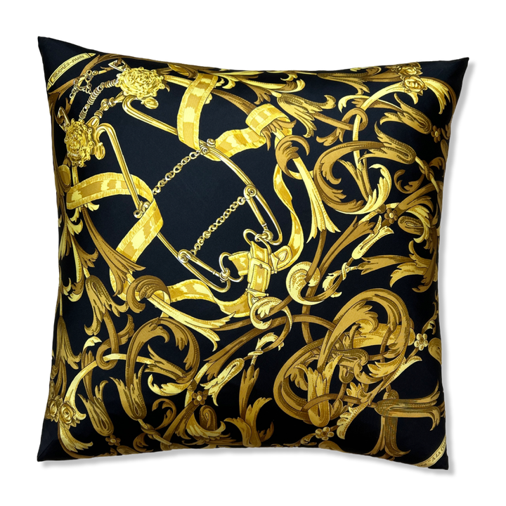 Mors à la Conetable Noir Vintage Silk Scarf Pillow 22"