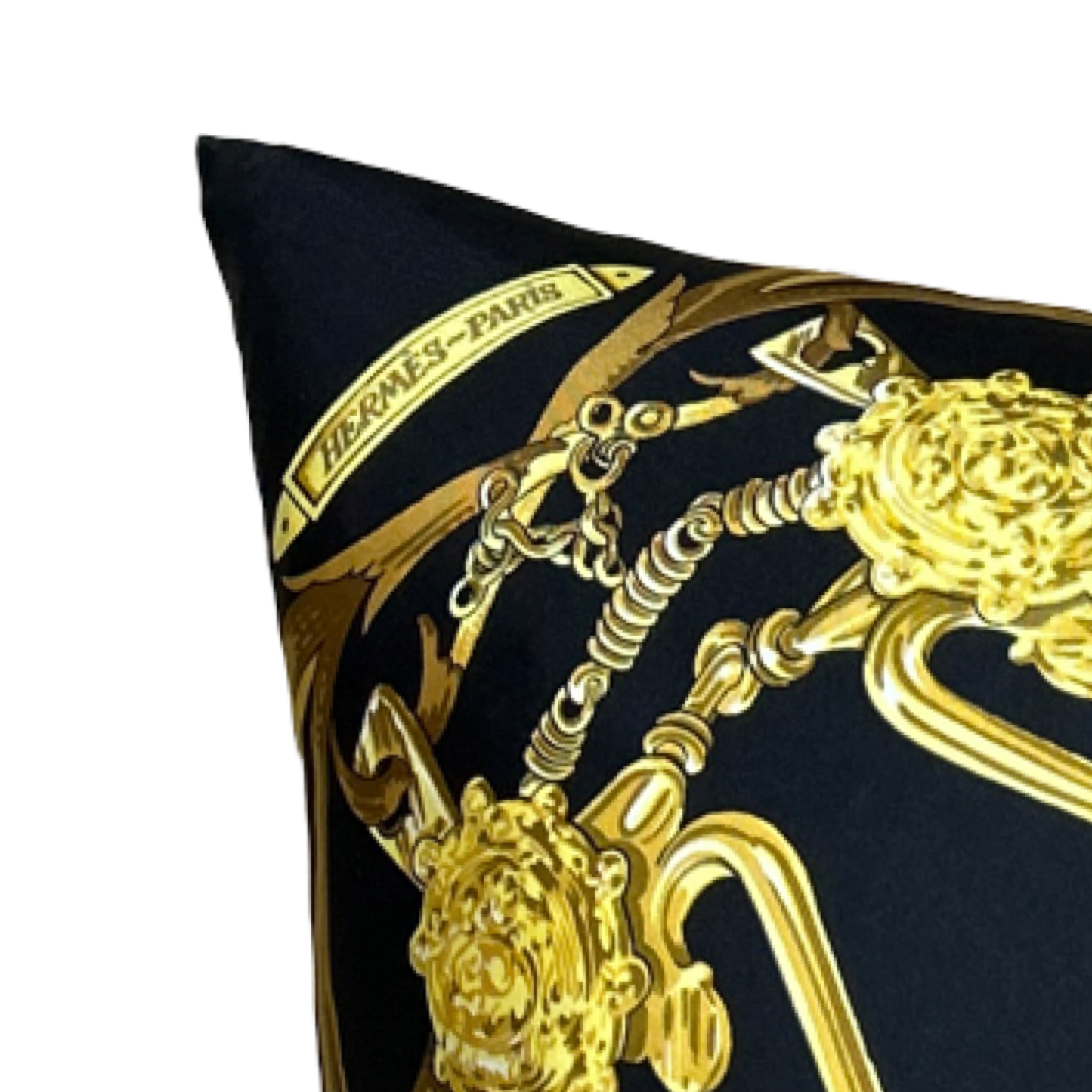 Mors a la Conetable Noir Vintage Silk Scarf Pillow 22"