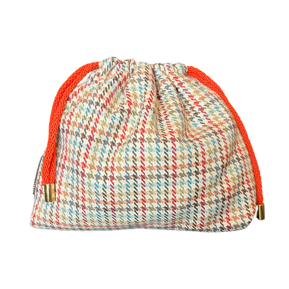 Petits Chevaux Ivory Vintage Silk Scarf Drawstring Crossbody Bag