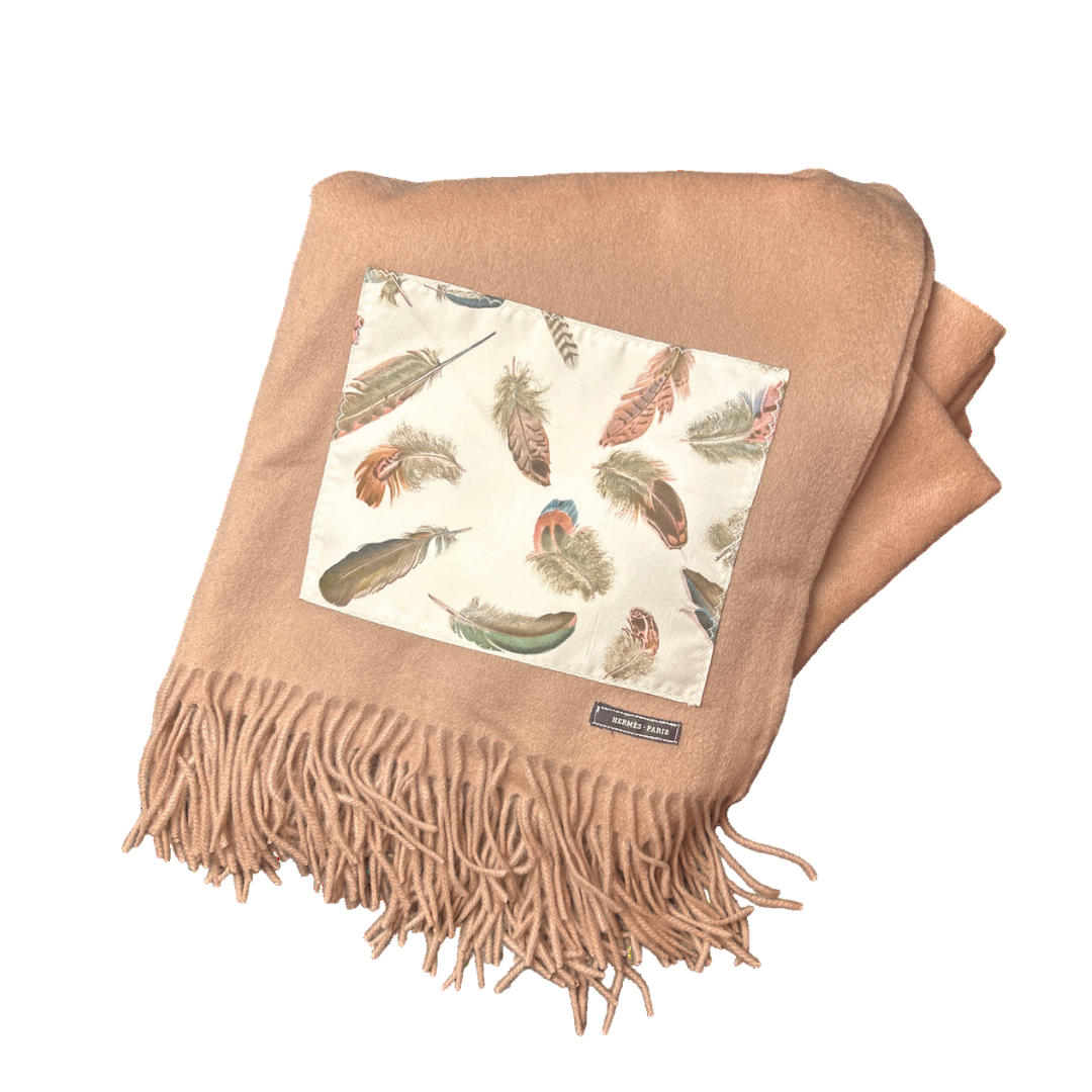 Hermès Les Plumes Scarf Cashmere Throw | Vintage Luxe Up