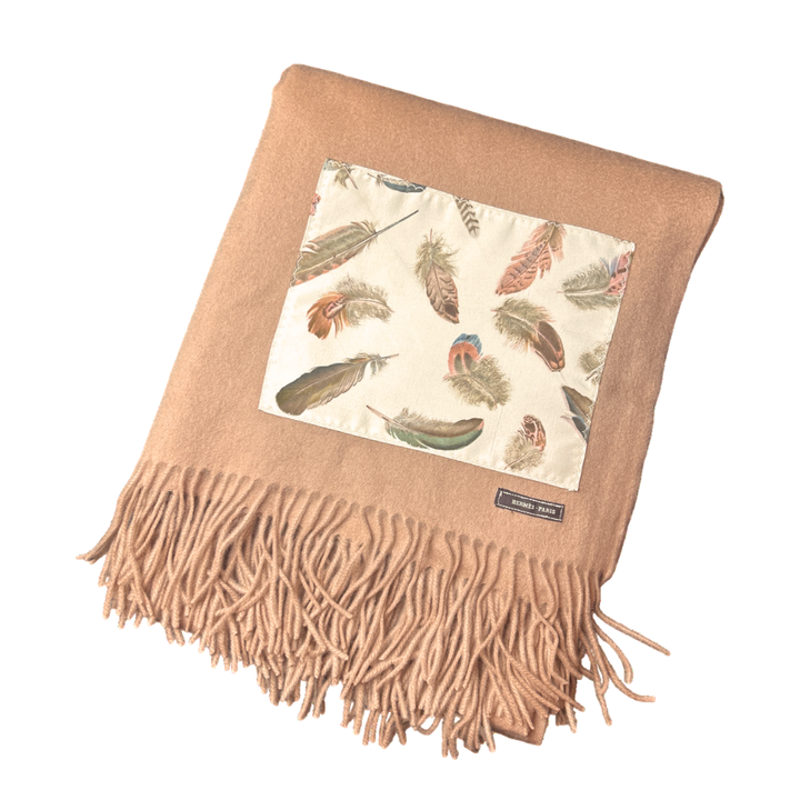 Hermès Les Plumes Scarf Cashmere Throw | Vintage Luxe Up
