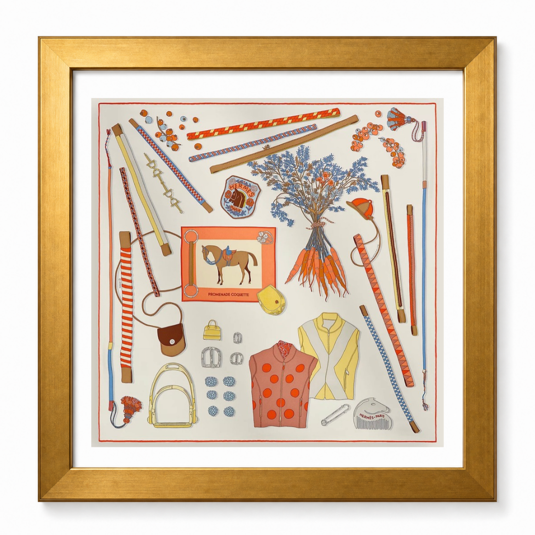 Hermès Promenade Coquette Framed Scarf Art