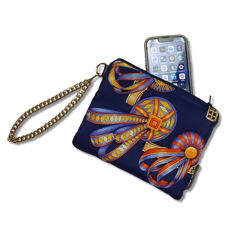 hermes Rubans du Cheval Scarf Wristlet Bag exclusively at Vintage Luxe Up