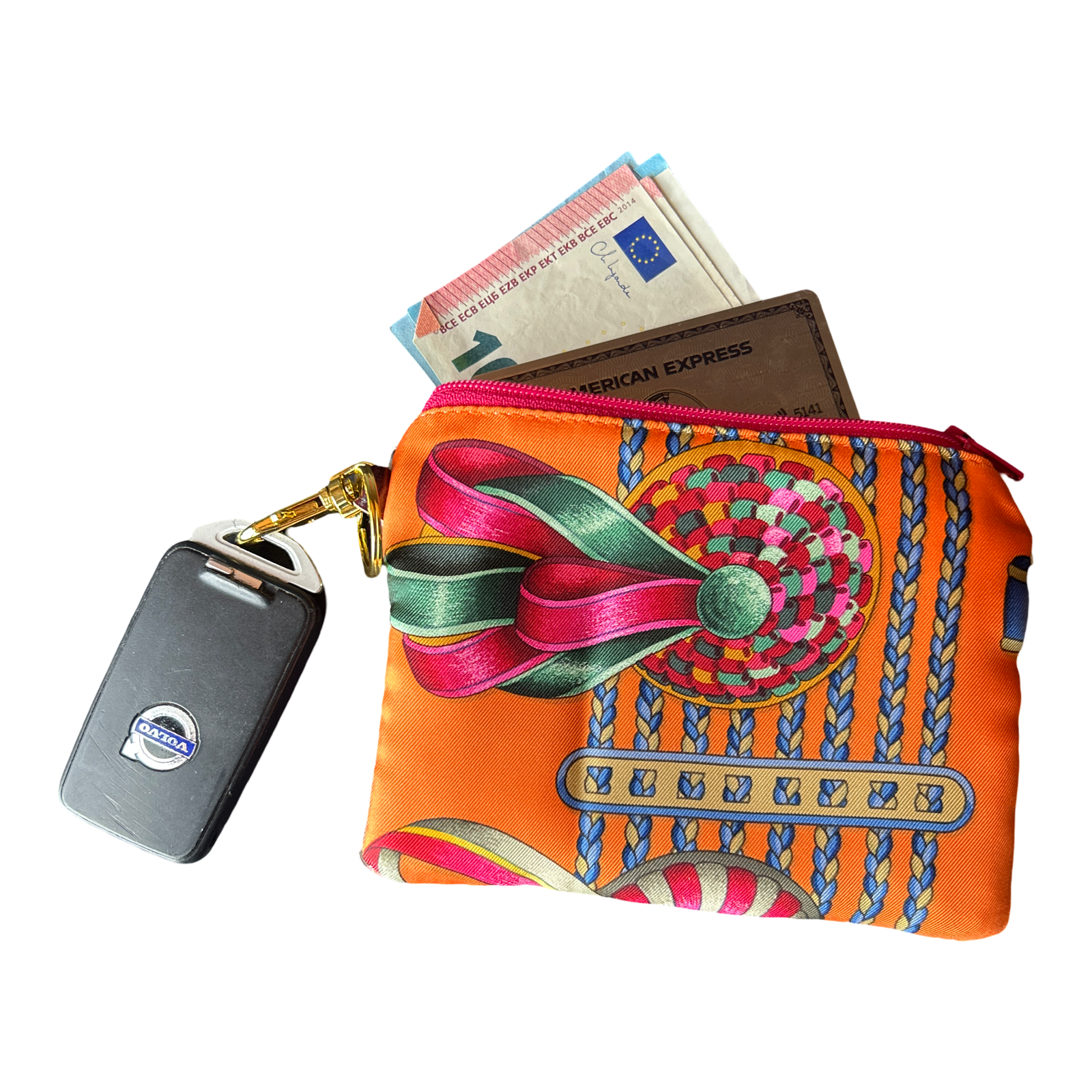 HERMES Rubans du Cheval Vintage Scarf Keychain Wristlet Bag