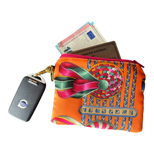 HERMES Rubans du Cheval Vintage Scarf Keychain Wristlet Bag