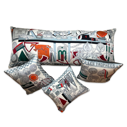 Vintage Hermes Pillow Trophées Vintage Silk Scarf Pillows at Vintage Luxe Up