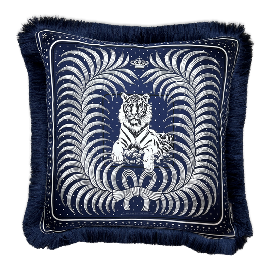 Vintage Hermes Pillow Tigre Royal Vintage Silk Scarf Pillow 24" at Vintage Luxe Up