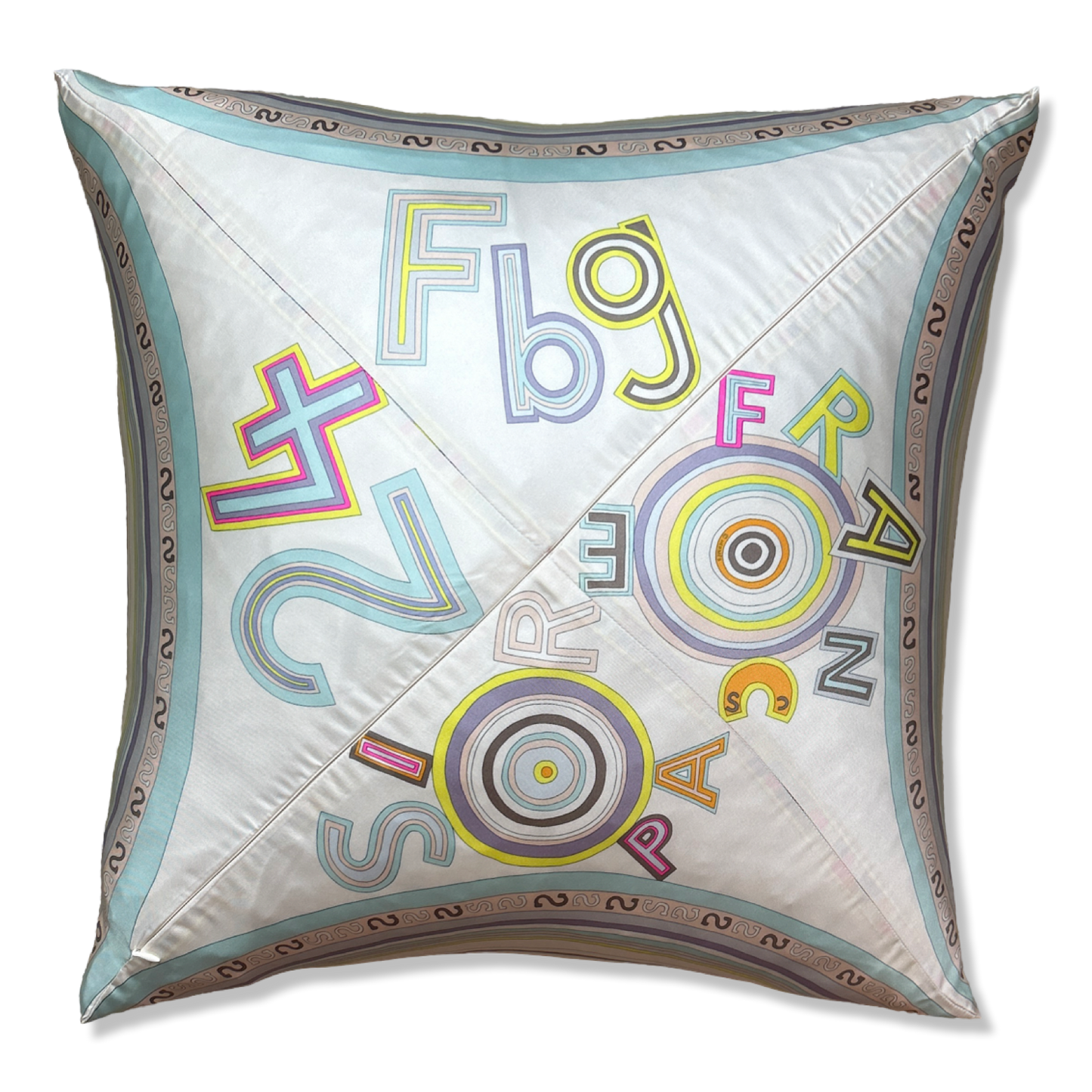 Tohu Bohu Vintage Silk Scarf Pillow 22"