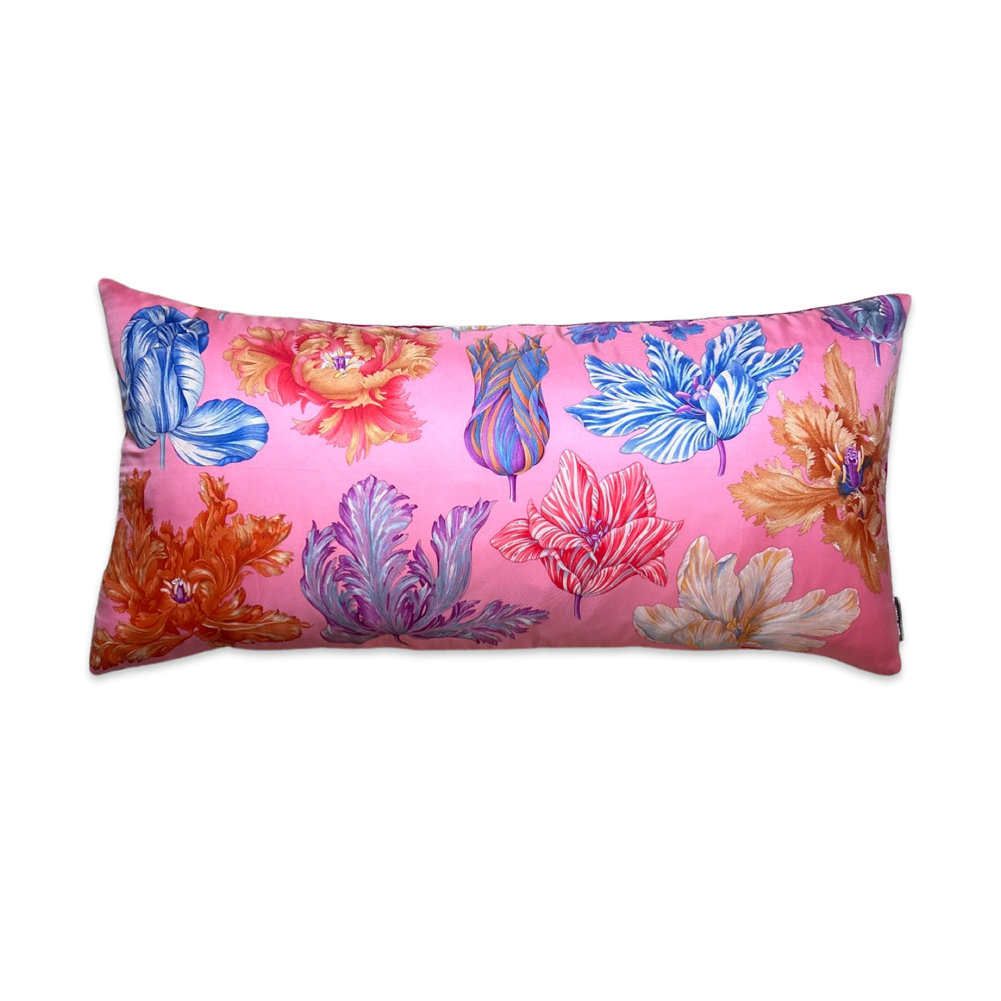 Tulipomanie Pink Vintage Silk Scarf Lumbar Pillows 35"