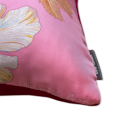 Tulipomanie Pink Vintage Silk Scarf Lumbar Pillows 35"