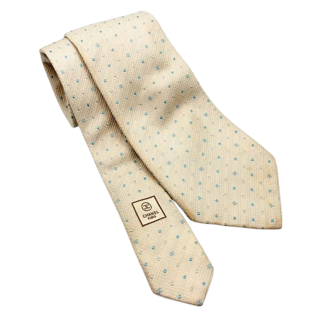 Chanel Ivory Dot Necktie