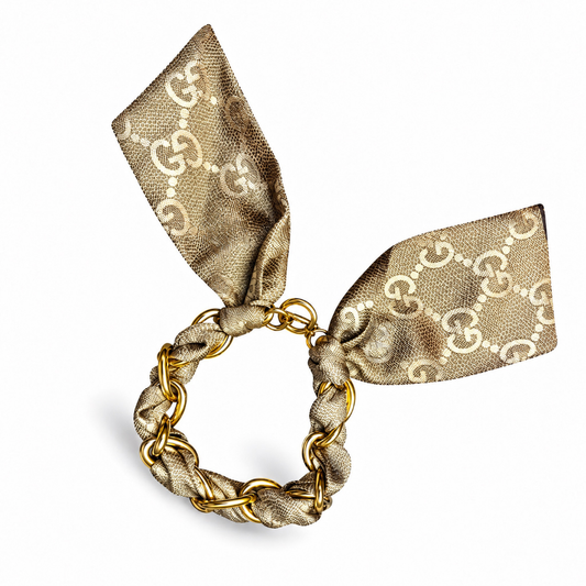 Gucci Metallic Vintage Silk Scarf Link Bracelet