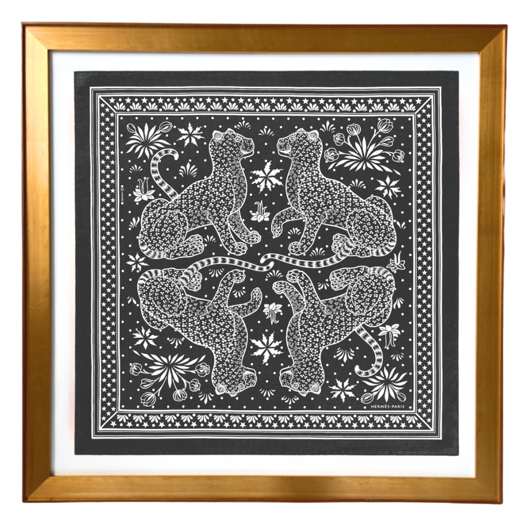 HERMES Leopards Bandana Scarf Hermes Framed Scarf at Vintage Luxe Up