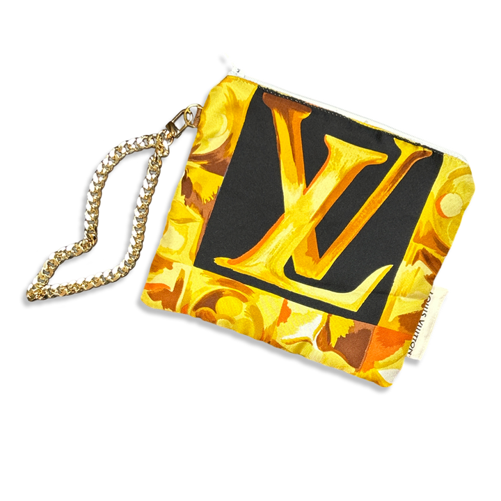 Au Fils du Temps Logo Vintage Silk Scarf Wristlet Bag