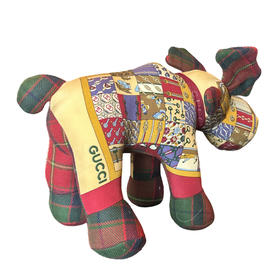 Gucci Cravatte Silk Scarf Patchwork Moose at Vintage Luxe Up
