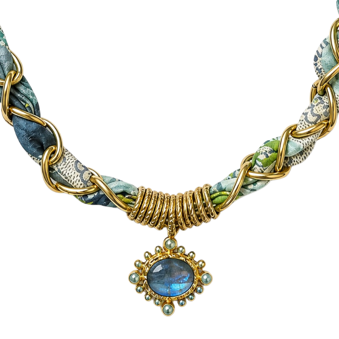 Gucci GG Blooms Blue Scarf Necklace | Gucci Jewelry
