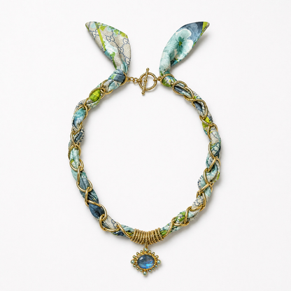 Gucci GG Blooms Blue Scarf Necklace | Gucci Jewelry