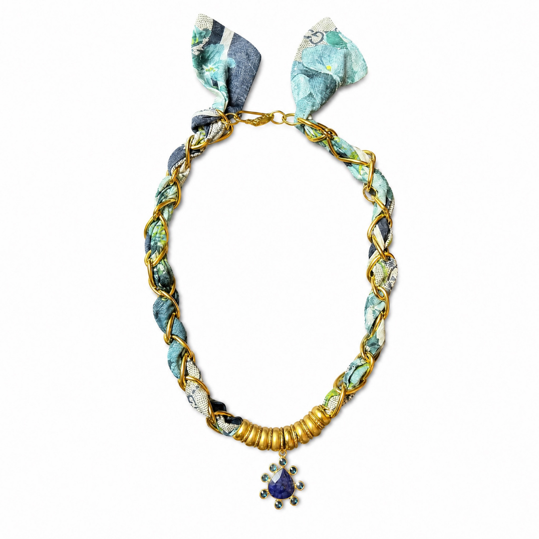 Gucci GG Blooms Blue Scarf Necklace | Gucci Jewelry