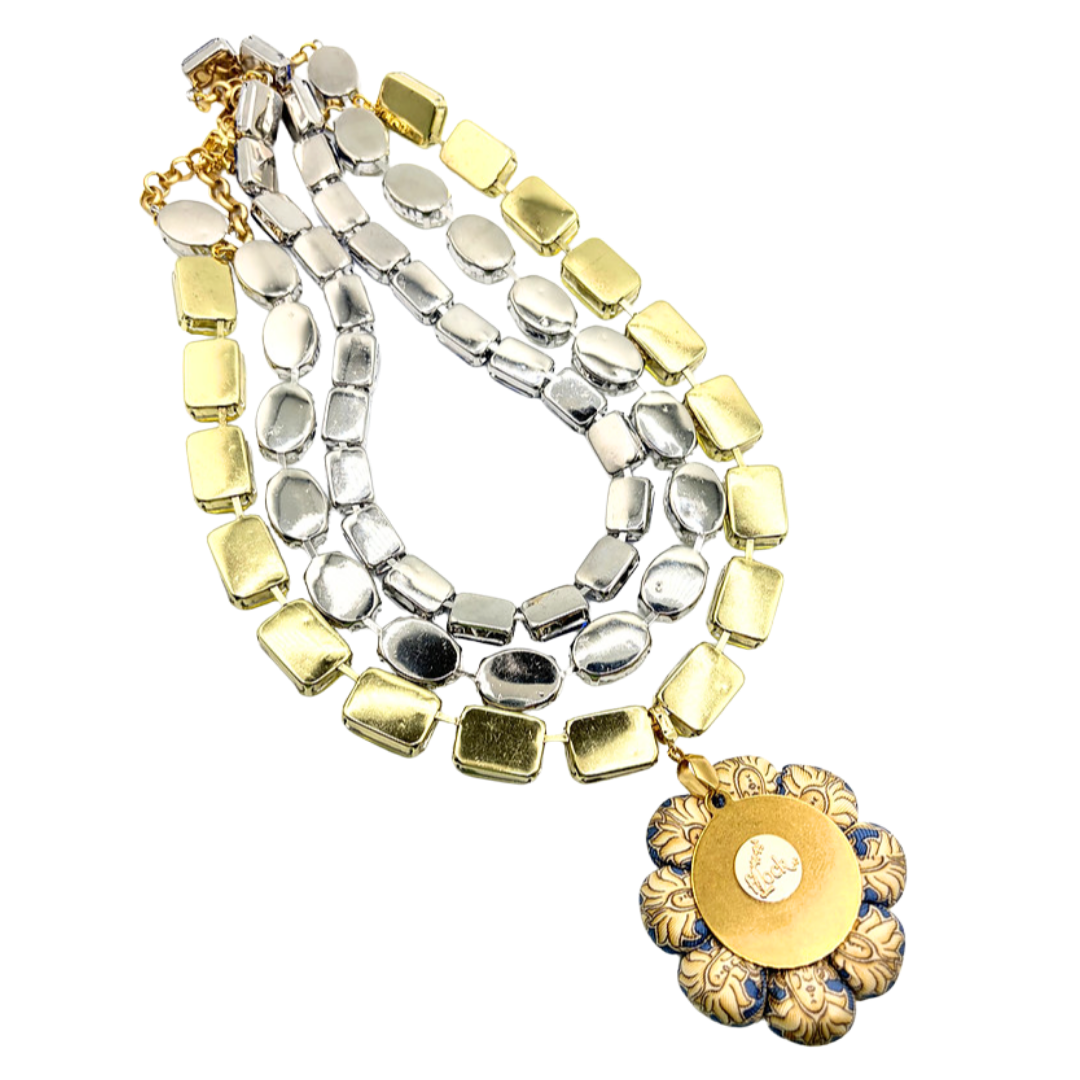 Soleil Vintage Silk Necktie Jewel Necklace