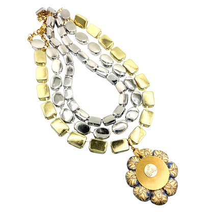 Soleil Vintage Silk Necktie Jewel Necklace
