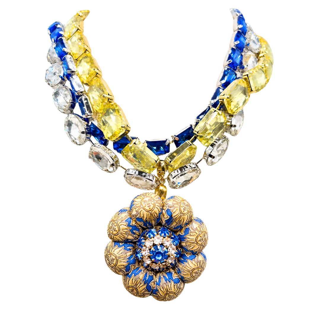 Soleil Vintage Silk Necktie Jewel Necklace