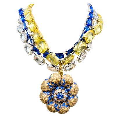 Soleil Vintage Silk Necktie Jewel Necklace