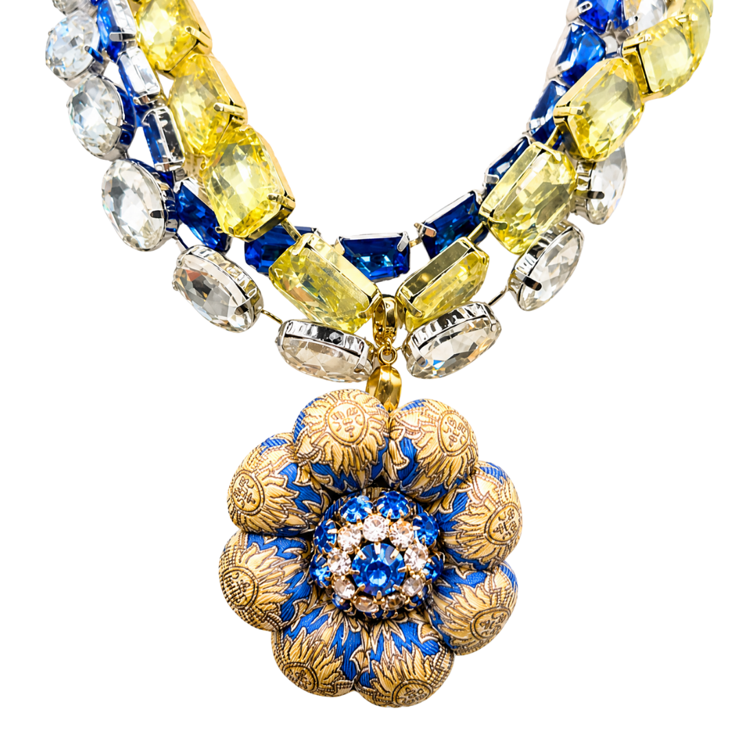 Soleil Vintage Silk Necktie Jewel Necklace