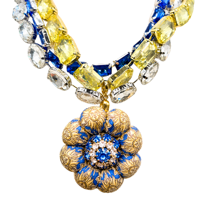 Soleil Vintage Silk Necktie Jewel Necklace