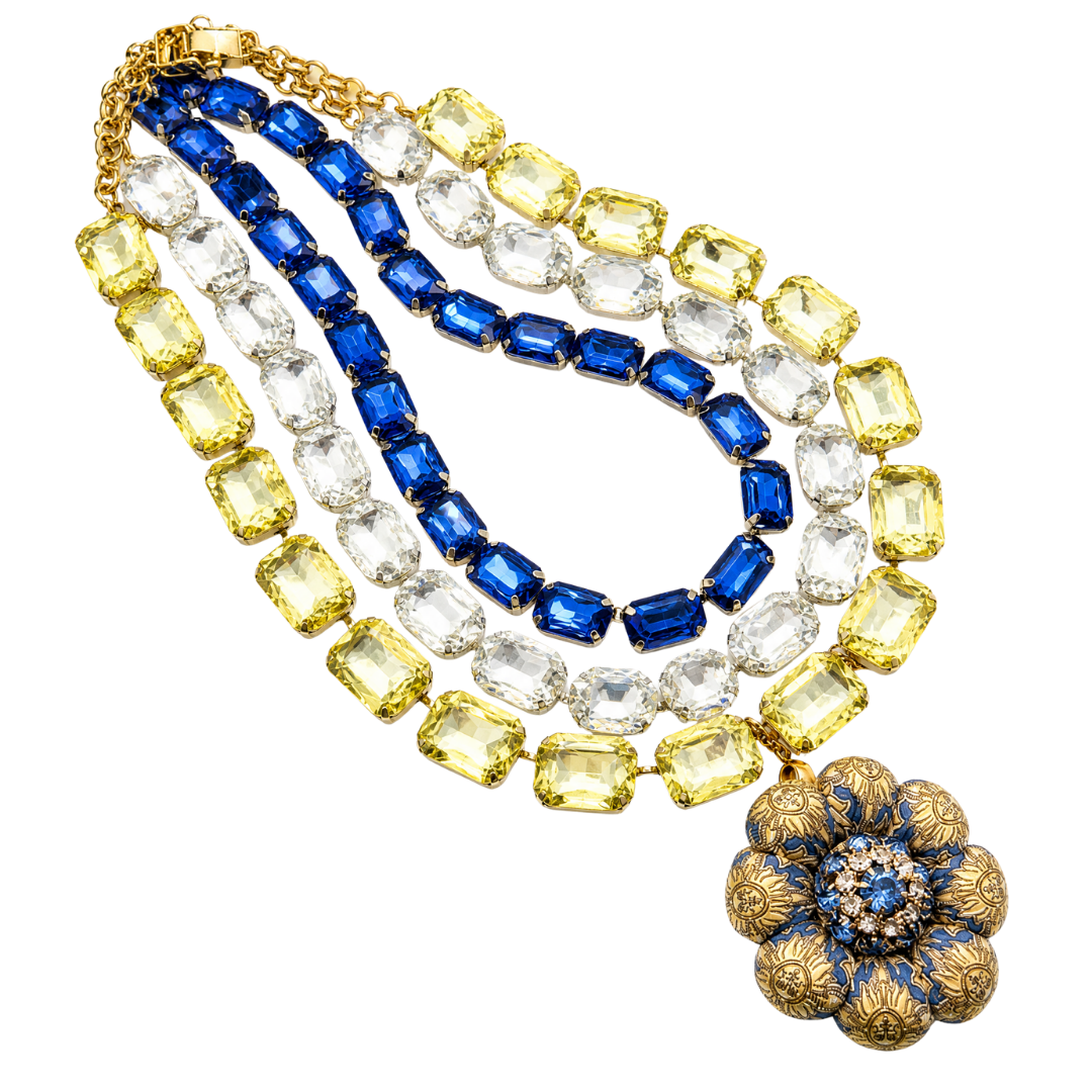 Soleil Vintage Silk Necktie Jewel Necklace