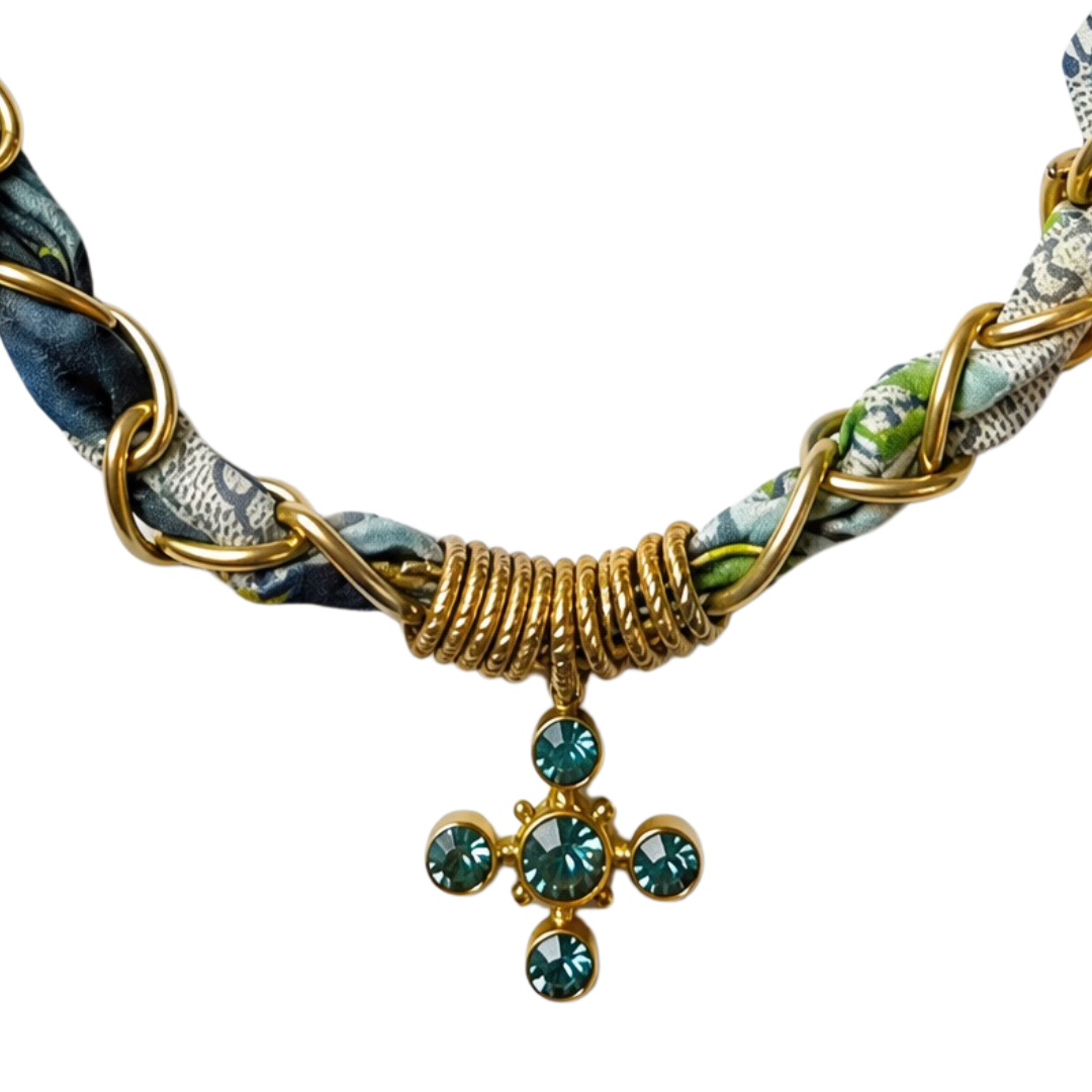 Gucci GG Blooms Blue Scarf Necklace | Gucci Jewelry