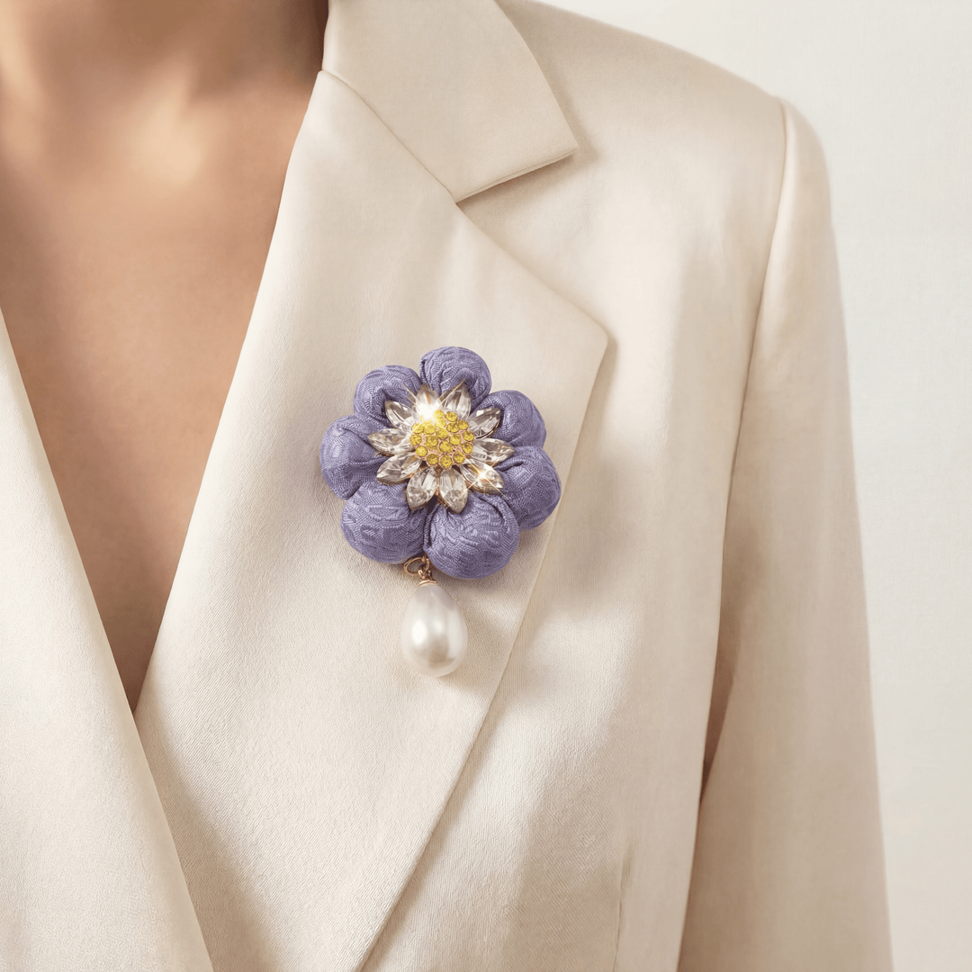 LV Flower Vintage Silk Necktie Rosette Brooch