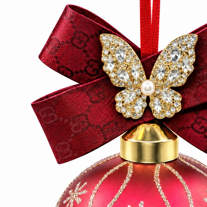 GG Butterfly Vintage Silk Necktie Christmas Ornament