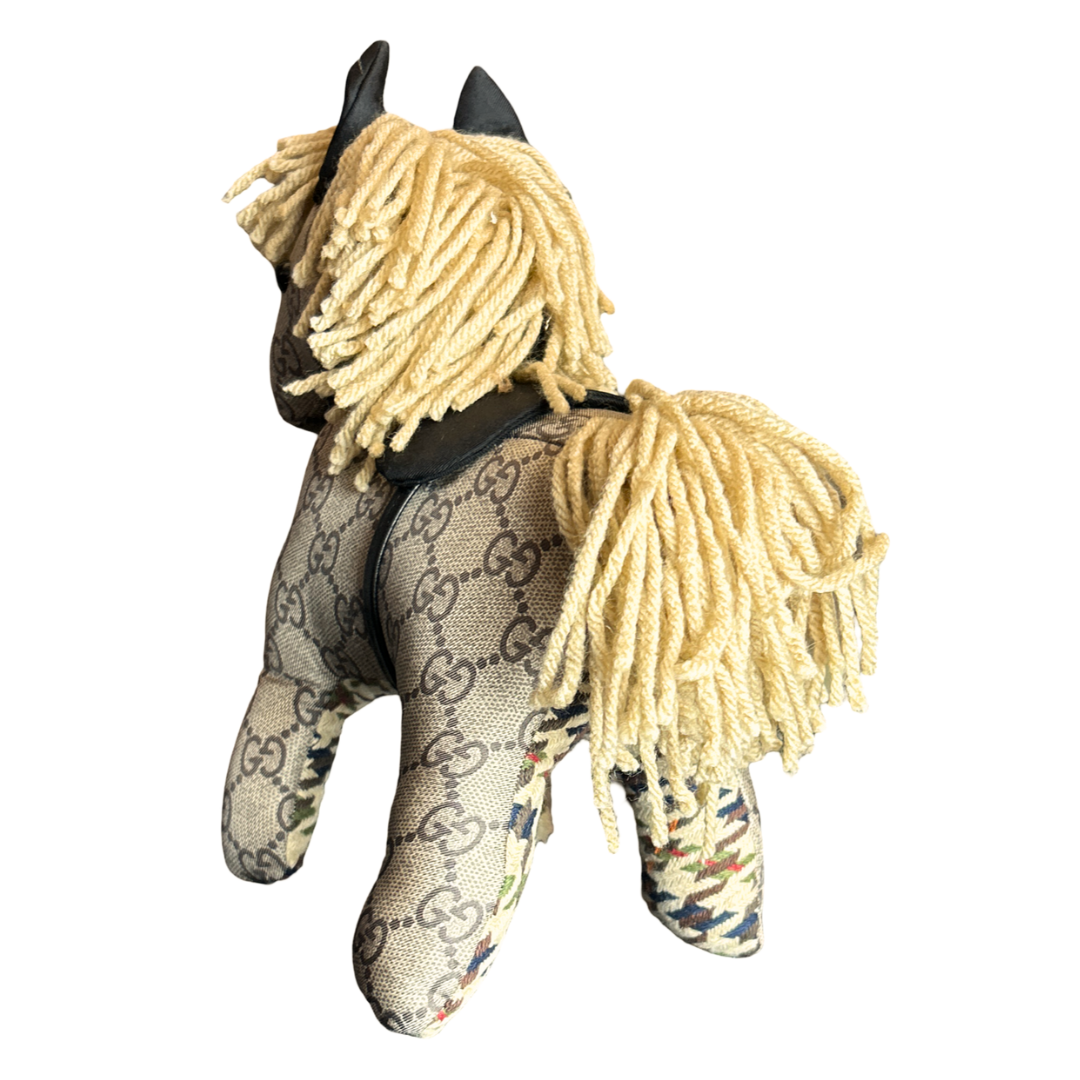 Gucci GG Logo Scarf Patchwork Pony at VintageLuxeUp.com