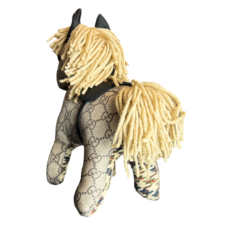 Gucci GG Logo Scarf Patchwork Pony at VintageLuxeUp.com