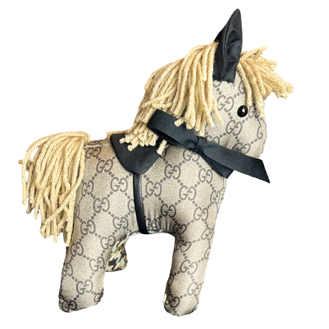 Gucci GG Logo Scarf Patchwork Pony at VintageLuxeUp.com