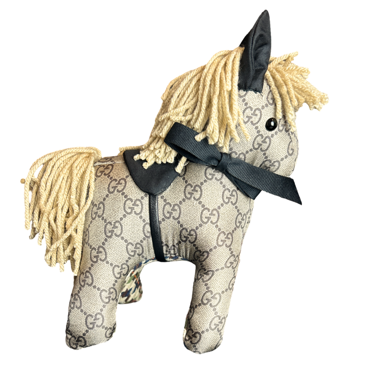 Gucci GG Logo Scarf Patchwork Pony at VintageLuxeUp.com