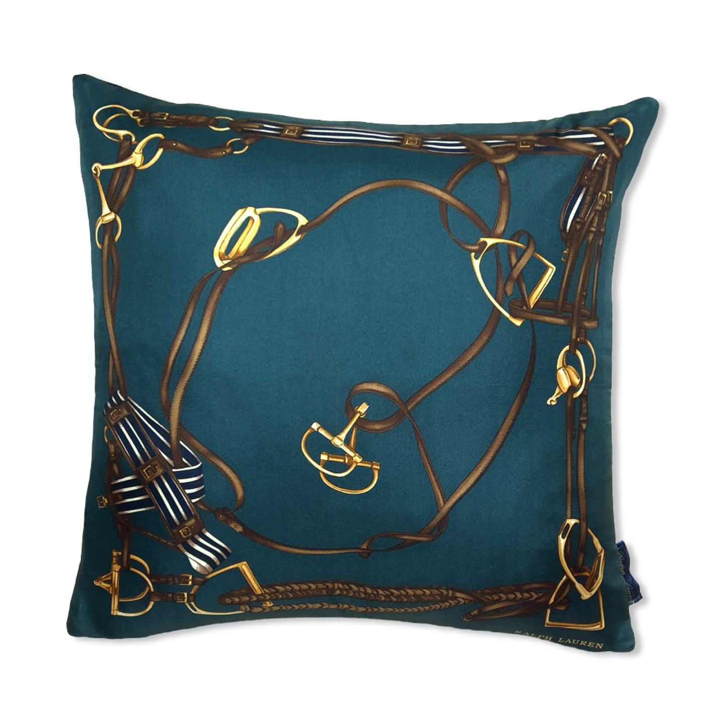 Ralph Lauren Equestrian Harness Scarf Pillow exclusively at Vintage Luxe Up
