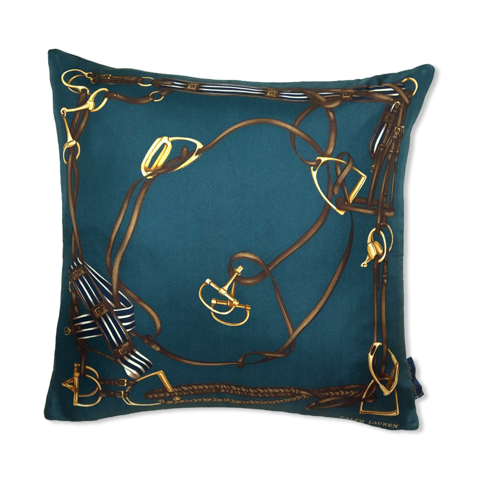 Ralph Lauren Equestrian Harness Scarf Pillow exclusively at Vintage Luxe Up