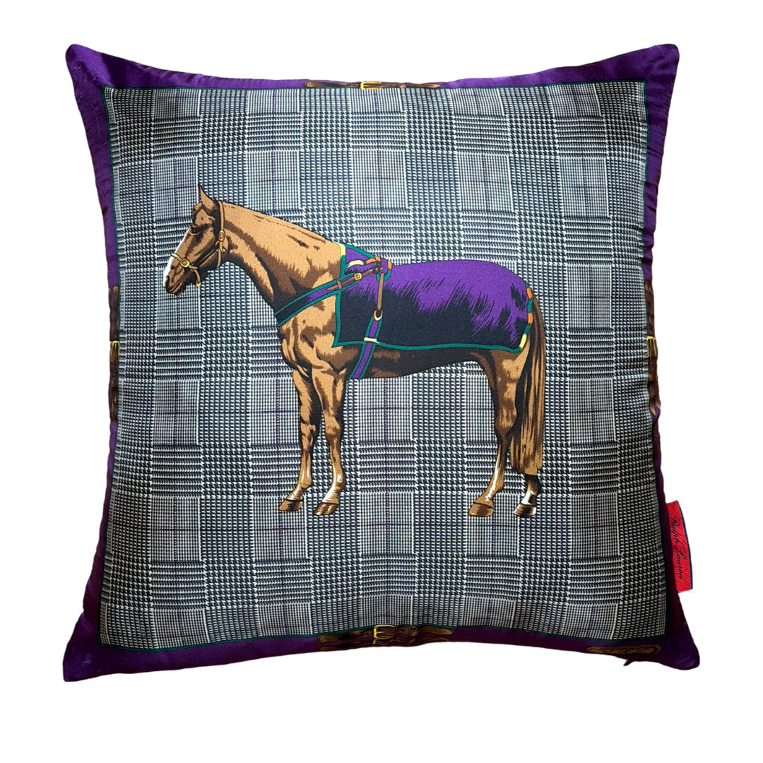 RALPH LAUREN Equestrian Prince of Wales Vintage Scarf Pillow Decorative Pillows Throw Pillows